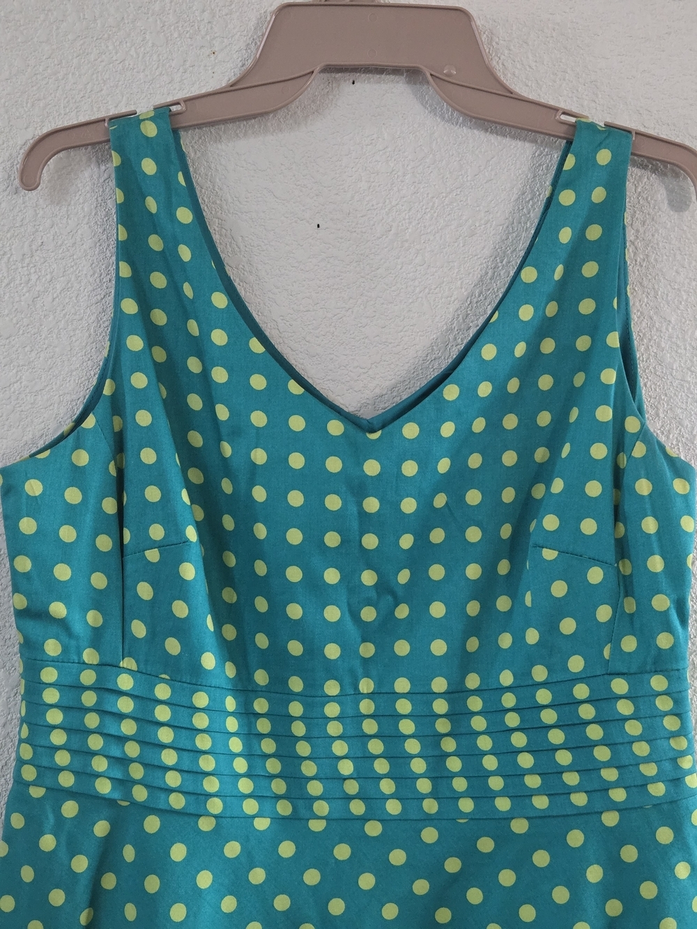 Amanda Smith Teal Dress with Yellow Polka Dots - Picture 4 of 9